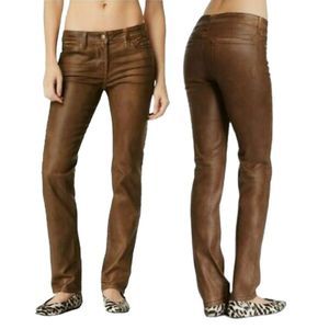 NYDJ Marca Skinny Jeans Weathered Brown Coated 5 Pocket Jeans